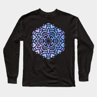 Purple and Blue Watercolor Mandala Long Sleeve T-Shirt